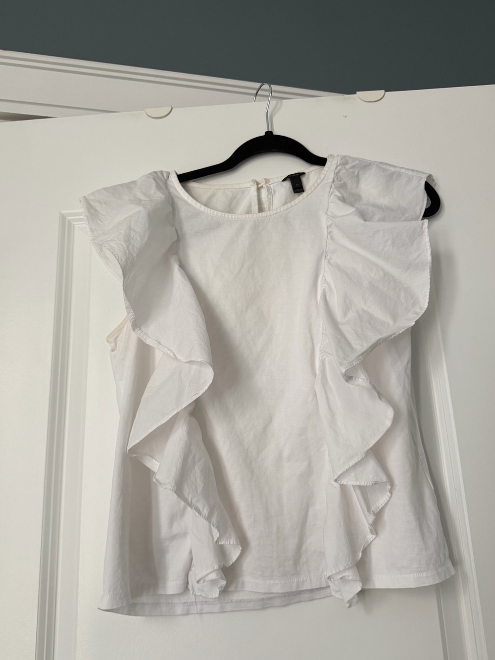 Women's White Ruffle Sleeve Top from JCREW